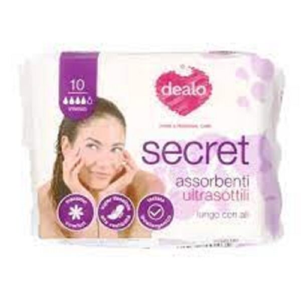 DEALO SECRET ASSORBENTI ULTRASOTTILI LUNGO CON ALI 10PZ