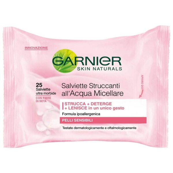 GARNIER SKINACTIVE SALVIETTE STRUCCANTI ALL'ACQUA MICELLARE 25PZ