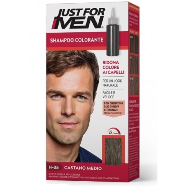 JUST FOR MEN  SHAMPOO COLORANTE CASTANO MEDIO H-35