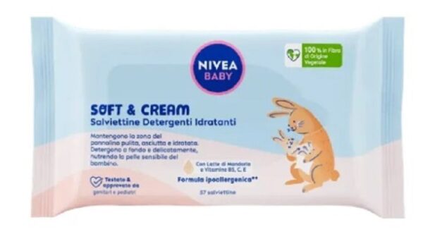 NIVEA BABY SALVIETTINE SOFT & CREAM DETERGENTI IDRATANTI 57PZ