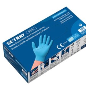 SETINO GUANTI MONOUSO IN NITRILE CELESTE TAGLIA XL 100PZ