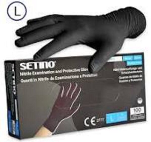 SETINO GUANTI MONOUSO IN NITRILE BLACK TAGLIA L 100PZ