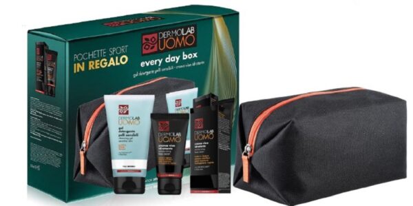 DERMOLAB UOMO COFFRET GEL DETERGENTE PEL SENS+CR VISO IDRAT+POCHETTE