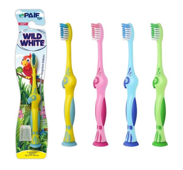 PAIF KIDS SPAZZOLINO DENTI WILD WHITE SOFT PAPPAGALLO