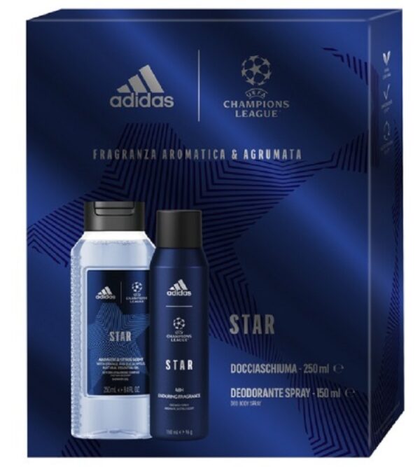 ADIDAS STAR UEFA COFFRET DEO 150ML + S/G 250ML NEW 2024