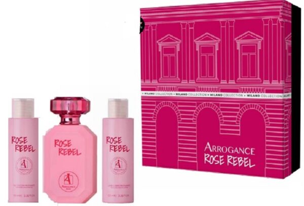 ARROGANCE ROSE LEBEL COFFRET EDT 50ML + S/G 100ML + B/L 100ML NEW 2024