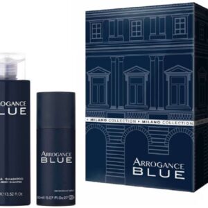 ARROGANCE BLUE COFFRET HAIR&BODY SHAMPOO 400ML+DEO 150ML SPRAY NEW 24