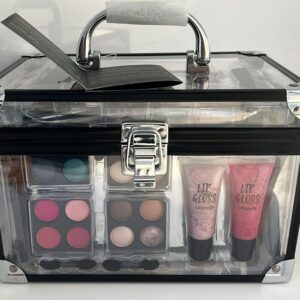 CASUELLE COSMETIC BEAUTY CASE VALIGETTA TRUCCO TRASPARENTE BORDO NERO