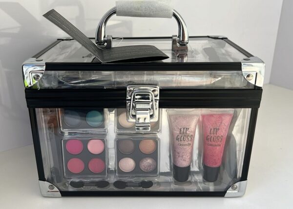 CASUELLE COSMETIC BEAUTY CASE VALIGETTA TRUCCO TRASPARENTE BORDO NERO