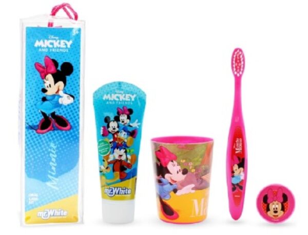 DISNEY MINNIE POCHETTE SPAZZOLINO 2D + DENTIFRICIO 75ML + BICCHIERE