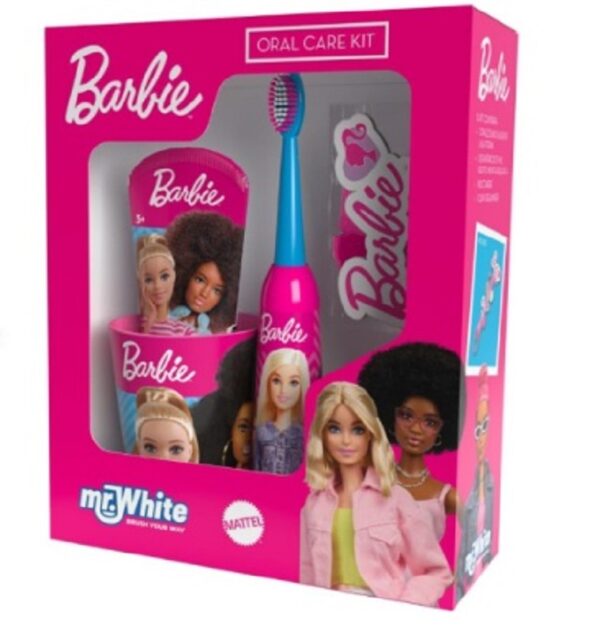 DISNEY BARBIE COFFRET SPAZZ ELETTRICO+DENTIFR 75ML+BICCH + 6 FERMAGLI