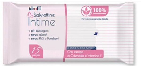 IDROFIL SALVIETTINE INTIME CON ESTRATTO DI CALENDULA E VITAMINA E 15PZ