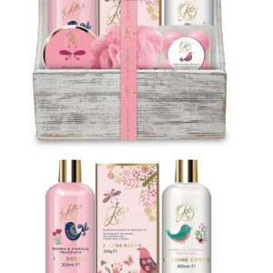 LE FATE DI JO COF S/G+SCRUB+B/L+SALI BAGNO+SPUGNA+4 BOMBE PEONIA/VANIG