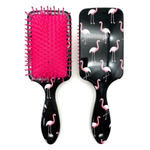 BRAVE GIRLS SPAZZOLA PER CAPELLI NERA CON FENICOTTERI QUADRATA