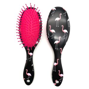 BRAVE GIRLS SPAZZOLA PER CAPELLI NERA CON FENICOTTERI OVALE