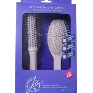 LE FATE DI JO COFFRET 2PZ SPAZZOLA TONDA+OVALE C/ CUSCINETTO ARIA K48