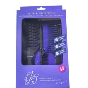 LE FATE DI JO COF 3PZ SPAZZOLA RETTANGO+PETTINE LARGO+STRETTO NERO J53