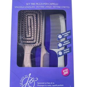 LE FATE DI JO COFFR 3PZ SPAZZOLA RETTANG+PETTINE LARGO+STRETT ROSA J56